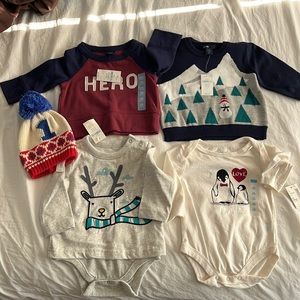 NWT lot boys 3-6 winters tops sweater one piece fair isle hat Baby Gap & TCP